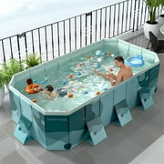 Buric Foldable swimming pool for home use, easy to place and store large capacity pool, for yard, garden, patio. 118 inch