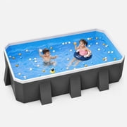 Buric Foldable swimming pool for home use, easy to place and store large capacity pool, for yard, garden, patio Gray, 118.1 inch
