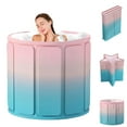thumbnail image 1 of Buric Folding Bathtub Portable Adult Spa Bath Tub Soaking Tub Hot , Gradient Powder Blue, 1 of 7
