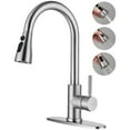thumbnail image 1 of Buric Kitchen Faucet with Pull Down Sprayer, Stainless Steel Kitchen Sink Faucet with Deck Plate to Cover. Silver, 1 of 11