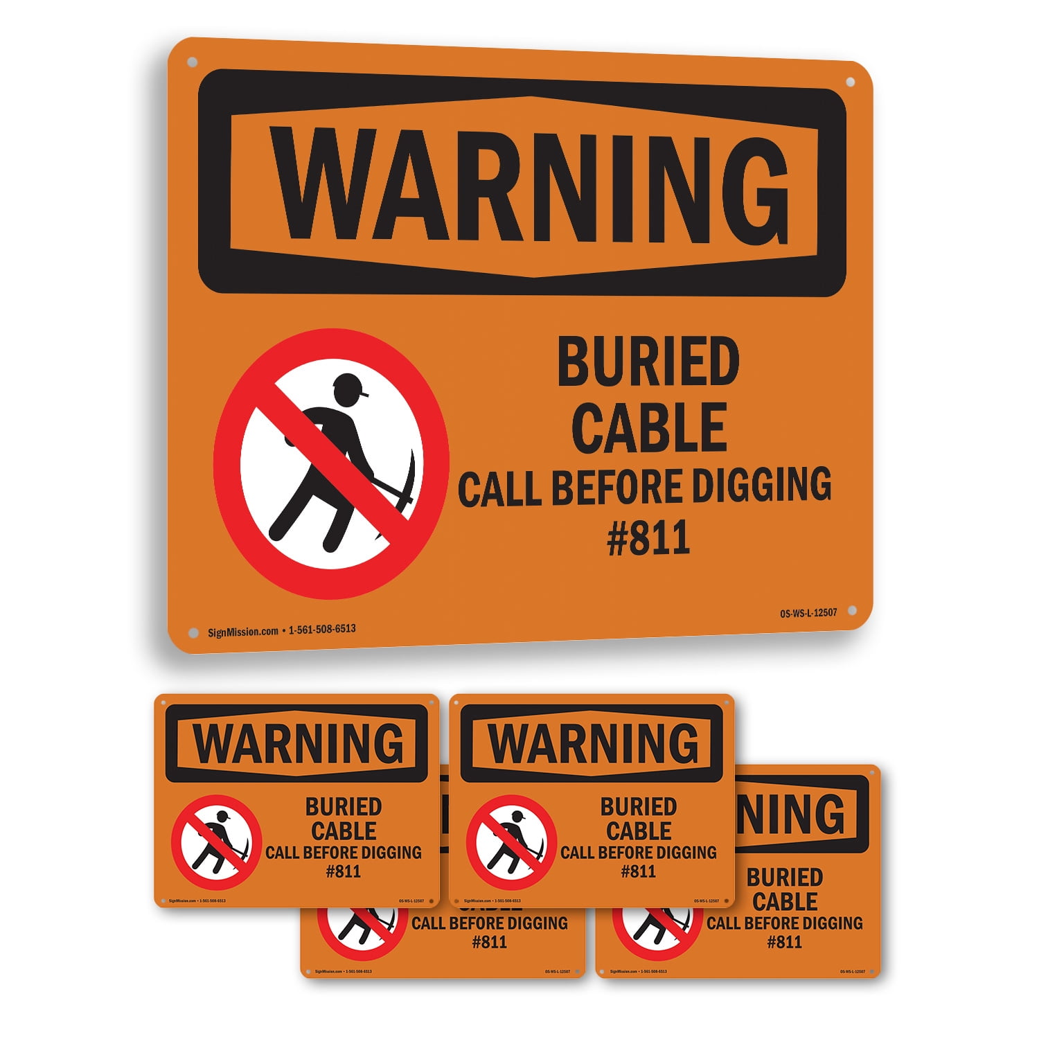 Buried Cable Call Before Digging #811 OSHA WARNING Aluminum Sign 14 ...