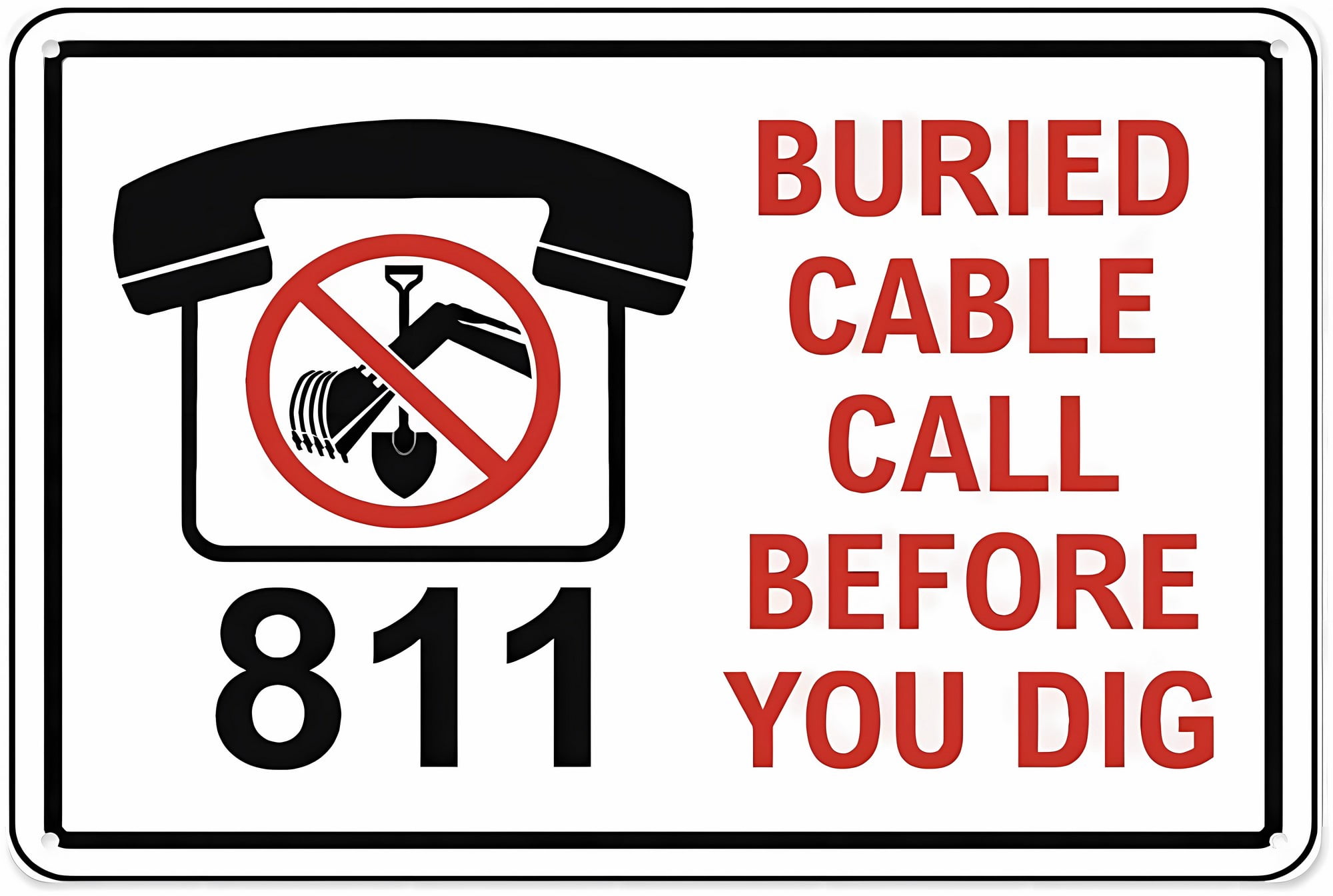 Buried Cable Call Before You Dig Aluminum Tin Warning Sign 8