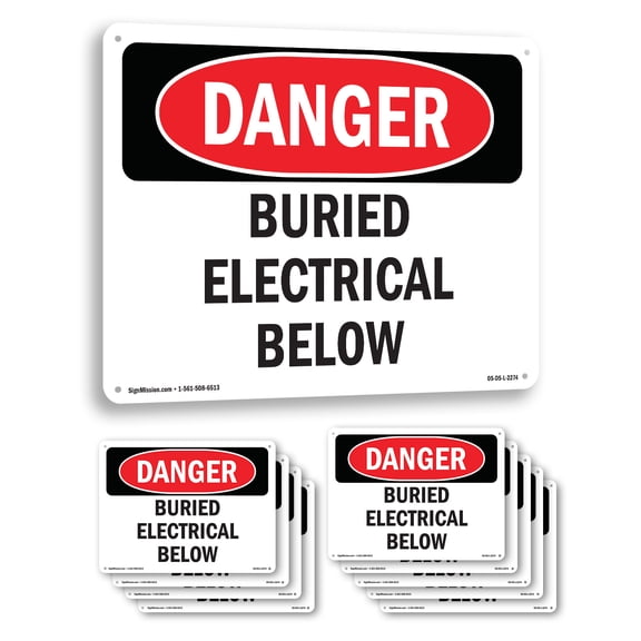 Buried Electrical Below OSHA Danger Aluminum Sign 14 Inch x 10 Inch - 10 Pack