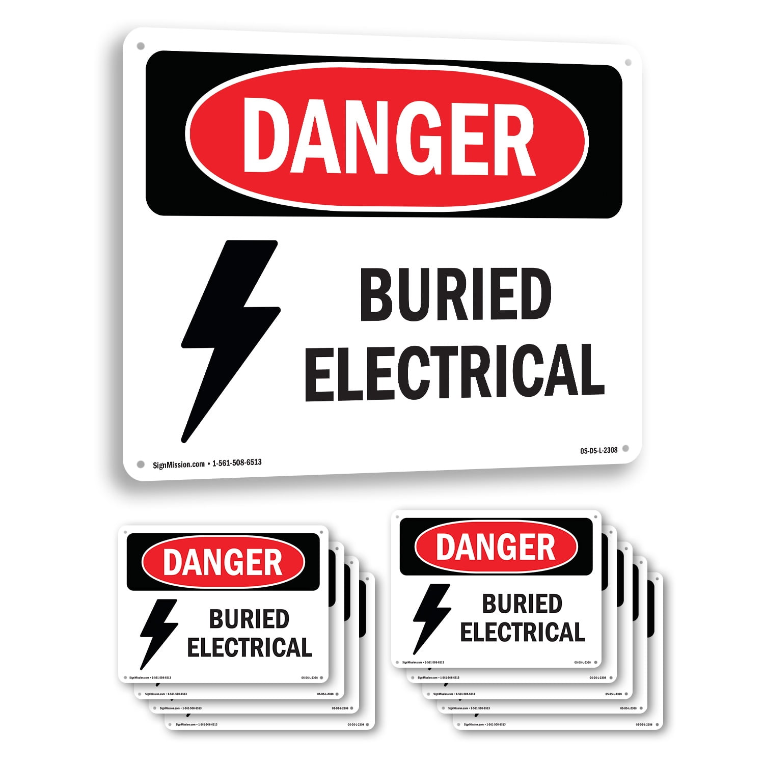 Buried Electrical OSHA Danger Aluminum Sign 24 Inch x 18 Inch - 10 Pack ...