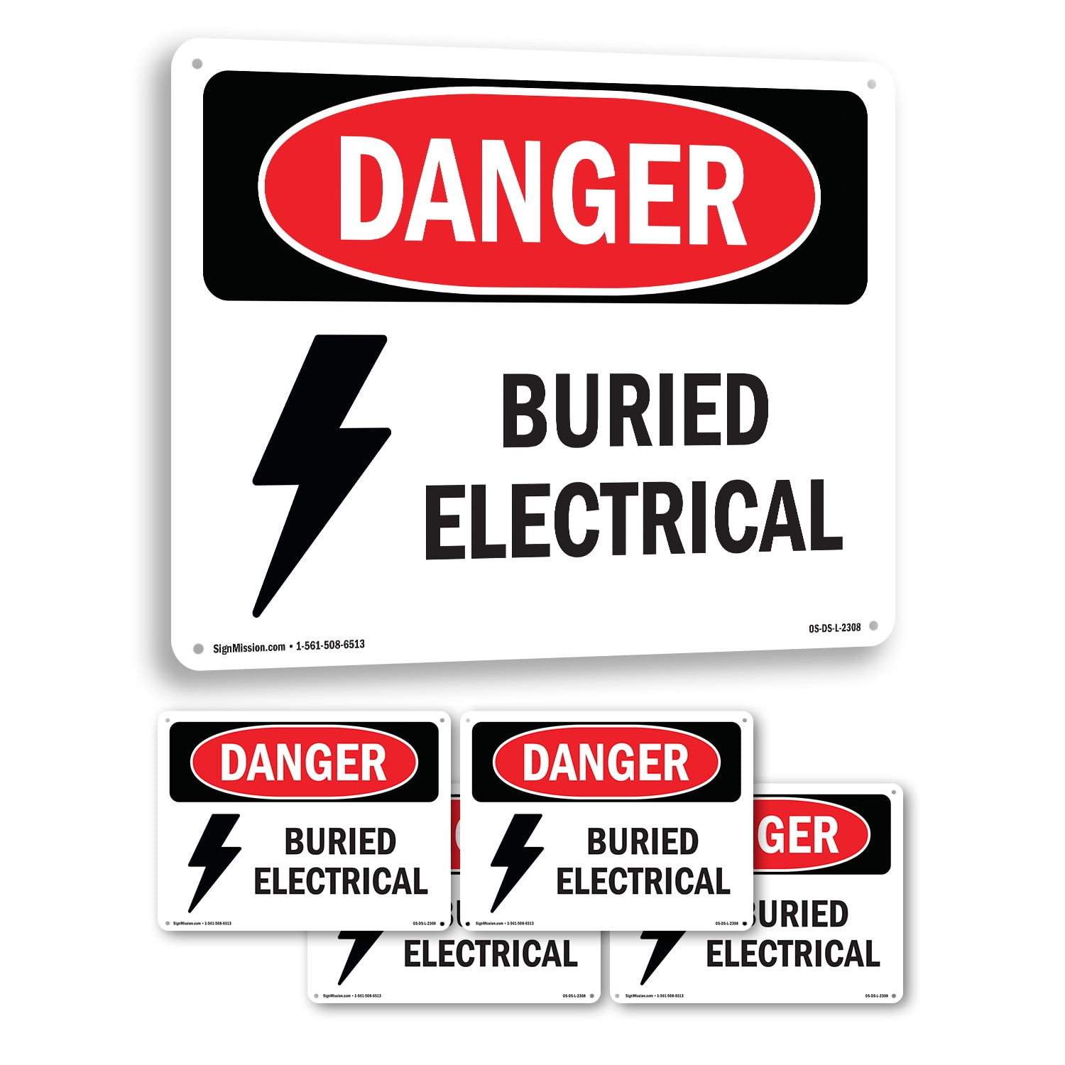 Buried Electrical OSHA Danger Rigid Plastic Sign 18 Inch x 12 Inch - 5 ...