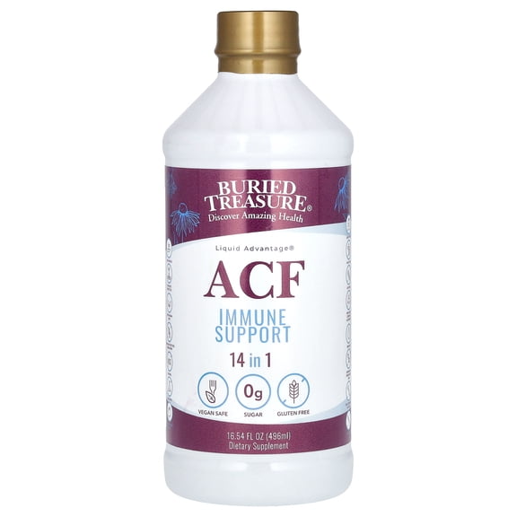 Buried Treasure ACF 14 in 1: Liquid Immune Support with Vitamin C, Zinc, Elderberry & Echinacea - PillFree Short Term Wellness Formula Vegan, Non-GMO, 16 fl oz