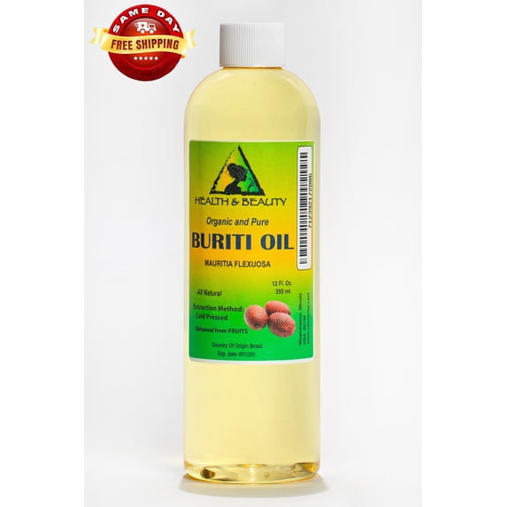 Buriti Exotic Fruit Oil Refined Organic Premium Cold Pressed 100% Pure All Natural 12 oz