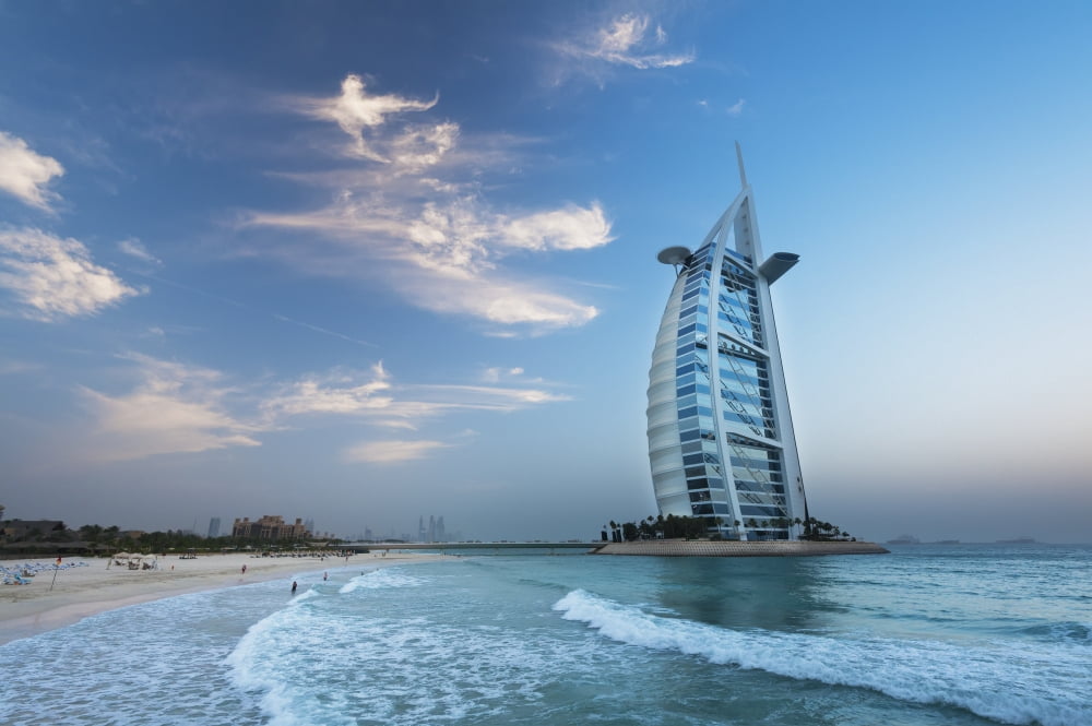 Burj Al Arab At Dusk Dubai United Arab Emirates Canvas Art - Ian Cumming Design Pics (38 x 24)