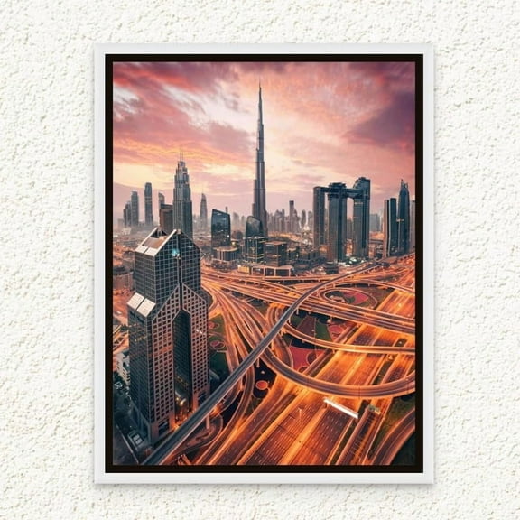 Burj Khalifa Canvas Wall Art Print Dubai Skyline Portrait Wall Decor for Office Living Room Gifting 12x16 inch Unframed