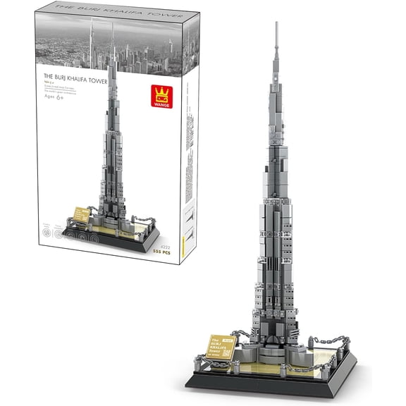 Burj Khalifa Tower Dubai Building Blocks Set 555 Pieces Advanced Architecture Model Kit, Collectible Architecture Souvenir, for Adults & Kids