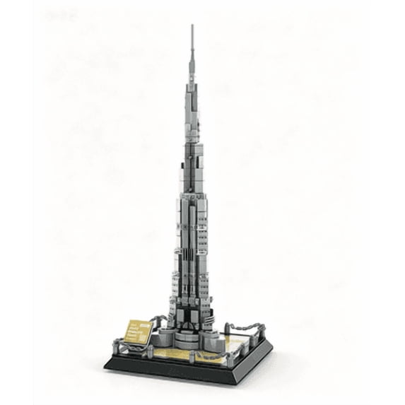 Burj Khalifa Tower Dubai Building Blocks Set – 555 Pieces Advanced Architecture Model Kit, Collectible Architecture Souvenir,