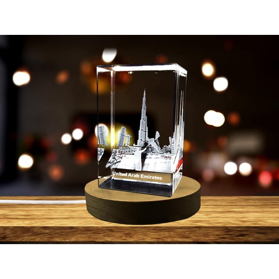 Burj Klahifa 3D Engraved Crystal Collectible Souve