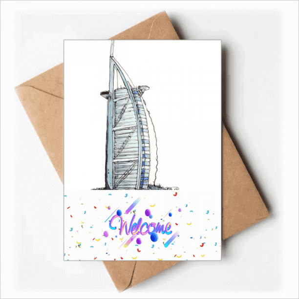 Burj alArab luxury hotel Dubai Back Greeting Cards Envelopes