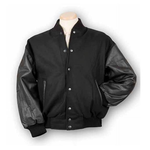 Burk'S Bay 5000-1S Small Wool and Leather Varsity Jacket in Black