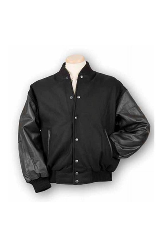 Burk'S Bay 5000-5XXL 2XLarge Wool and Leather Varsity Jacket in Black