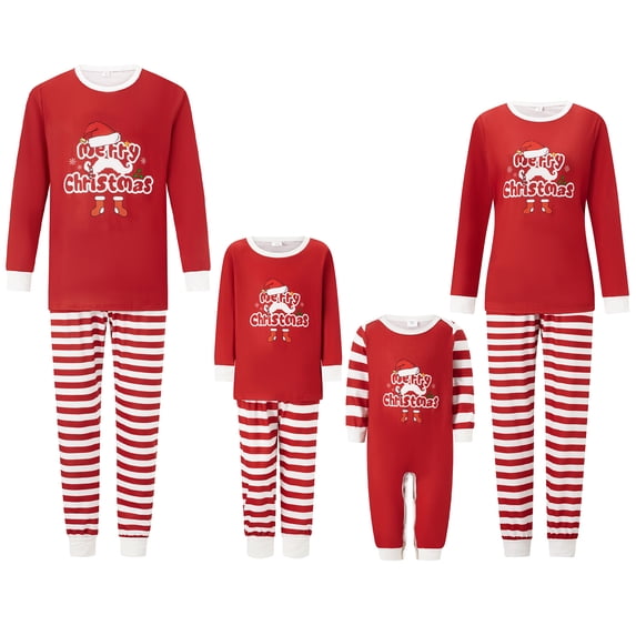 Burkashear Christmas Pajamas for Family Long Sleeve Santa Letter Print Tops and Pants Set Holiday Sleepwear