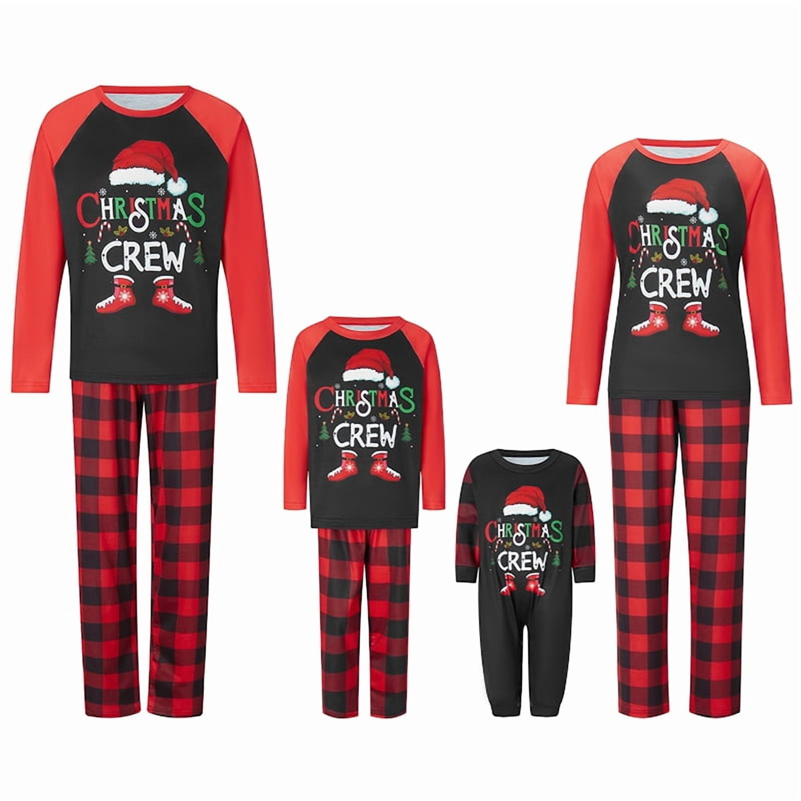 Burkashear Family Matching Christmas Pajamas Set Letter Hat Plaid Print ...
