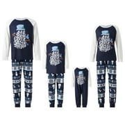 BURKASHEAR Christmas Family Pajamas Matching Set Elk Print Long Sleeve Tops and Plaid Pants Loungewear Soft Sleepwear