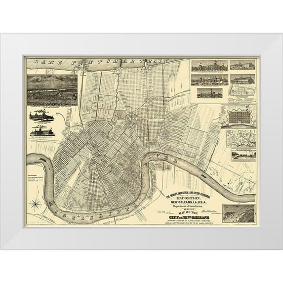 Burke 32x24 White Modern Wood Framed Museum Art Print Titled - New Orleans Louisiana Expositiion - Burke 1890