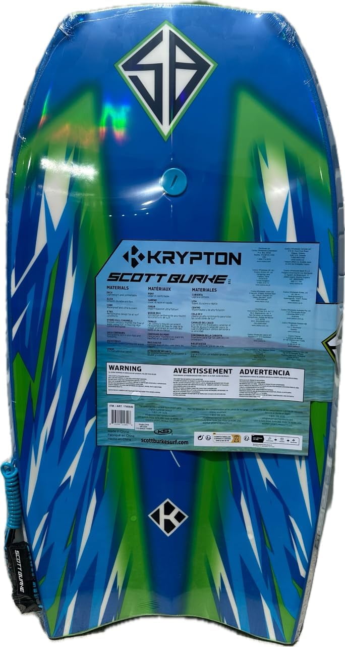 Burke Bodyboard Krypton Pro 42" Blue with Channels for Bodyboarding Surfing Waves Ocean Summer Fun Beach