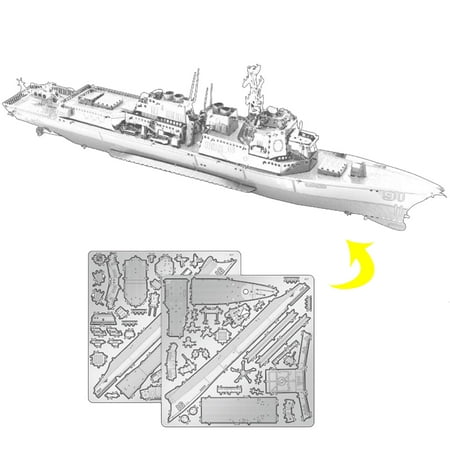 Burke Class Destroyer DIY Metal Model Kit for Architectural & Engineering Inspiration, 1:650 Scale