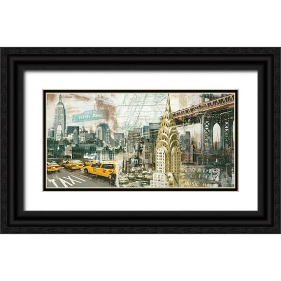 Burke, Tyler 14x9 Black Ornate Wood Framed with Double Matting Museum Art Print Titled - New York