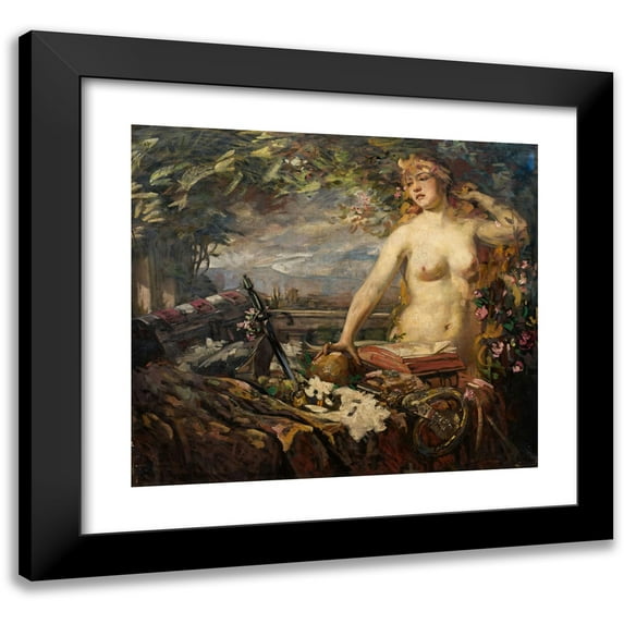 Burkhard Mangold 13x12 Black Modern Framed Museum Art Print Titled - Female Act with Still Life