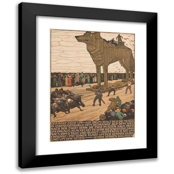 Burkhard Mangold 19x24 Black Modern Framed Museum Art Print Titled - The Wolf Moves (1911)