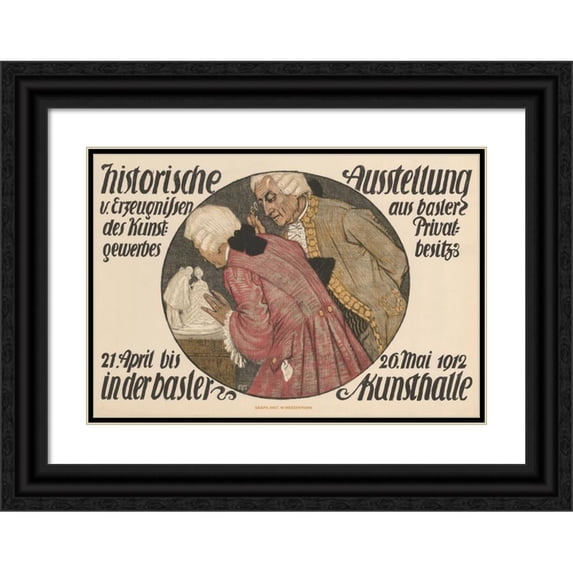 Burkhard Mangold 24x18 Black Ornate Framed Double Matted Museum Art Print Titled: Historical Exhibition V. Products of the Basel Private Property in the Basel Kunsthalle (1912)