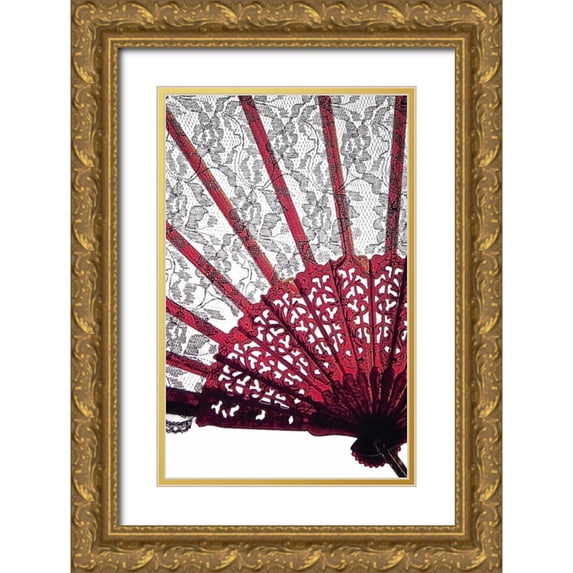 Burkhart, Monika 22x32 Gold Ornate Wood Framed with Double Matting Museum Art Print Titled - Vintage Fan II
