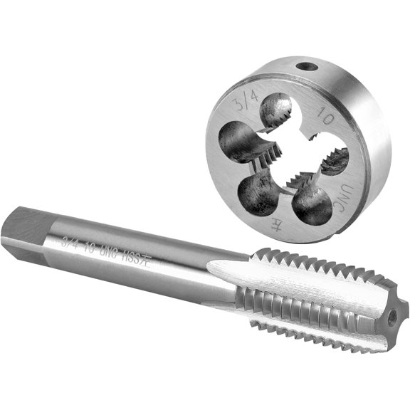 Burkit 3/4"-10 UNC Tap and Die Set Left Hand, 3/4 x 10 UNC Machine Thread Tap and Round Die