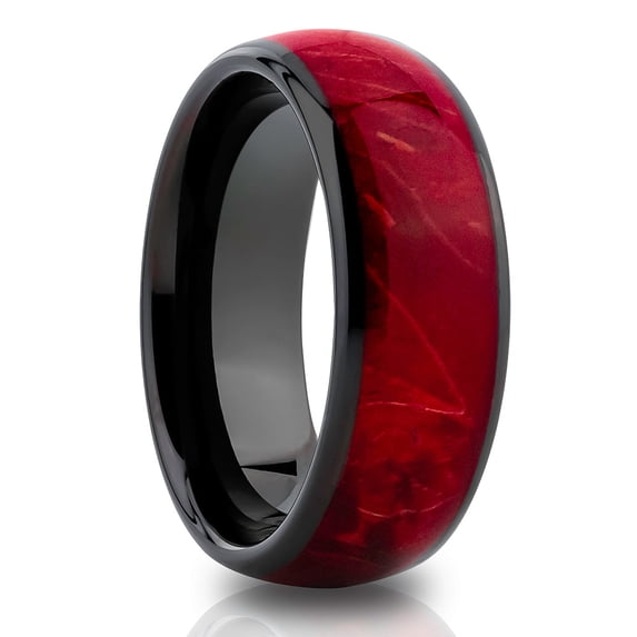 Burl Wedding Ring,Red Burl Wood Wedding Band,Tungsten Wedding Ring,Tungsten Carbide Ring,Engagement Ring,Comfort Fit Ring