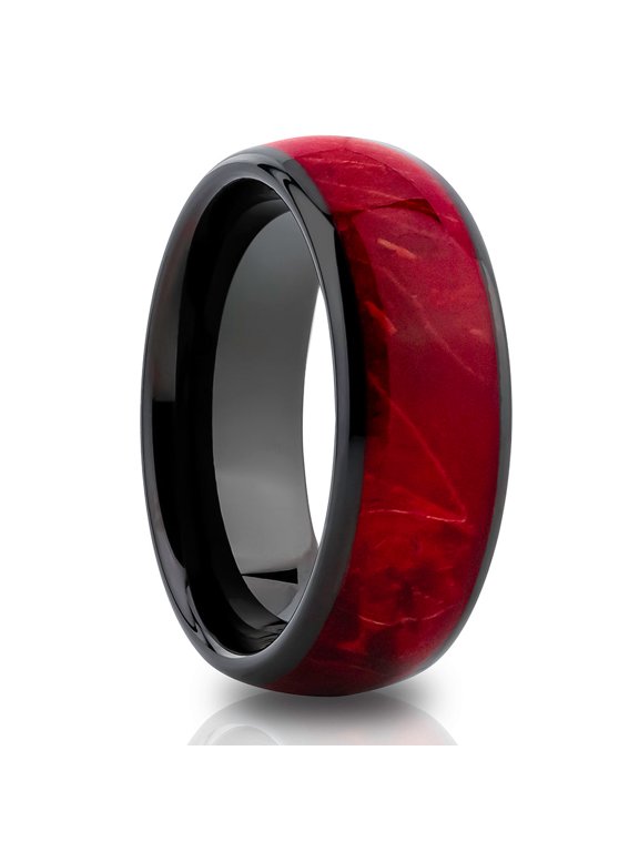 Burl Wedding Ring,Red Burl Wood Wedding Band,Tungsten Wedding Ring,Tungsten Carbide Ring,Engagement Ring,Comfort Fit Ring
