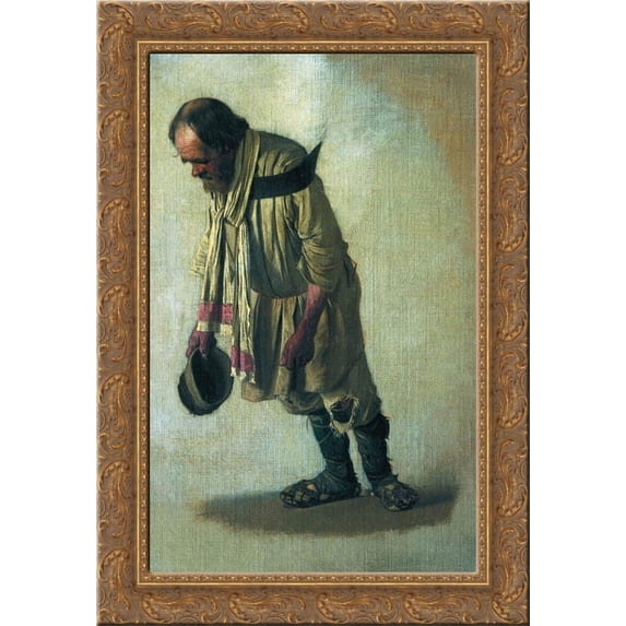 Burlak with the cap in his hand 24x18 Gold Ornate Wood Framed Canvas Art by Vasily Vereshchagin