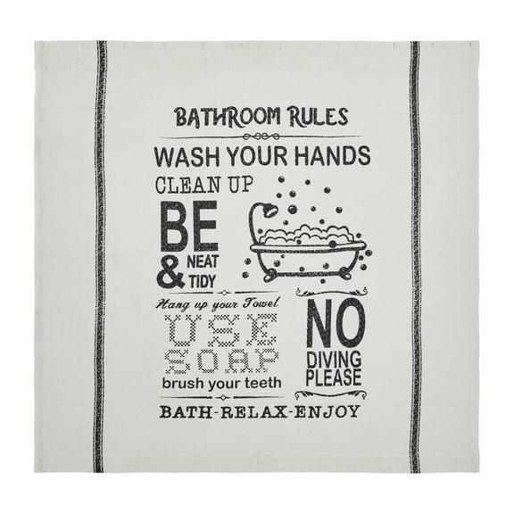 Burlap Antique White Bathroom Rules Shower Curtain 72x72 # 83118