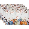thumbnail image 1 of Burlap Autumn Leaves Table Placemats Set of 4 - 12"x18" Watercolor Pumpkins Thanksgiving Fall & Holiday Decor for Home, Kitchen, Dining, Outdoor, Indoor, 1 of 8