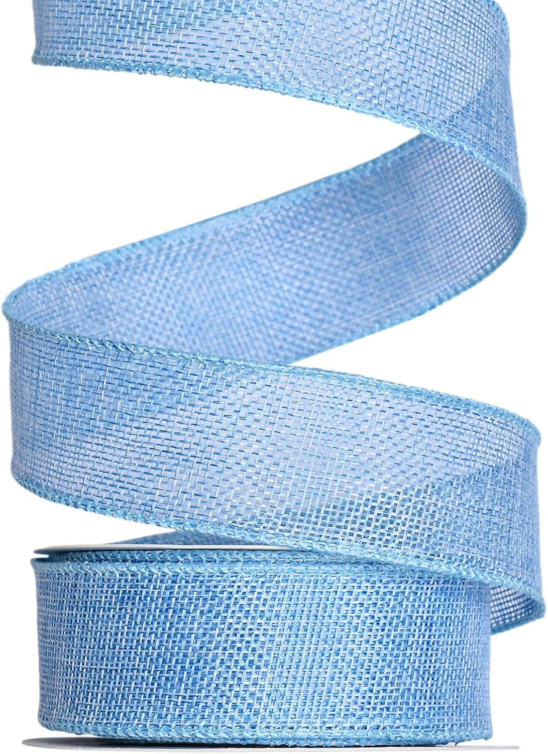 Burlap Baby Blue Wired Ribbon, 1 1/2 inch 10 Yard, Jute Ribbon for ...