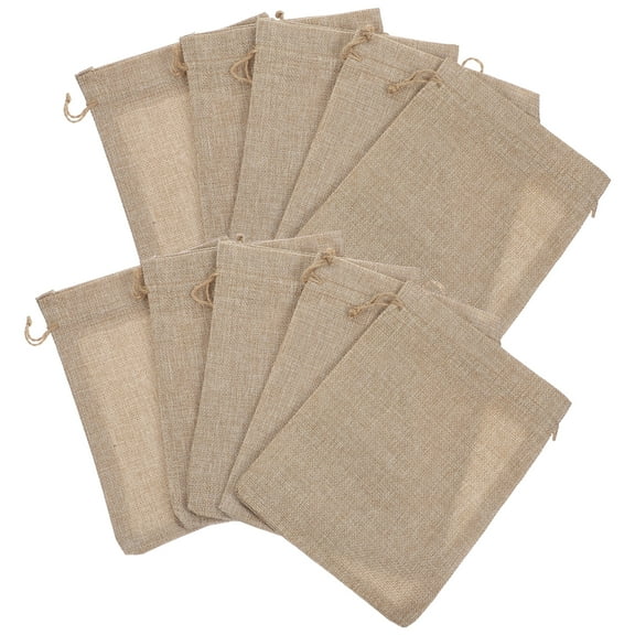 MEIBUTYUP Set of 10 Small Beige Fabric Bags for Party Favors, Wrapping, Wedding, and Event Supplies
