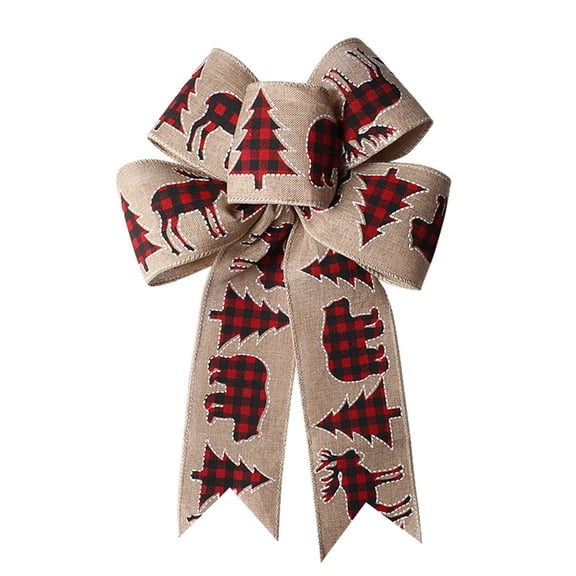 Burlap Bows Decorative Christmas Bows Knot Ornament Bows Large Linen Wreath Bow for Christmas Tree Decorations