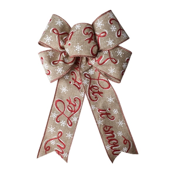 Burlap Bows Decorative Christmas Bows Knot Ornament Bows Large Linen Wreath Bow for Christmas Tree Decorations