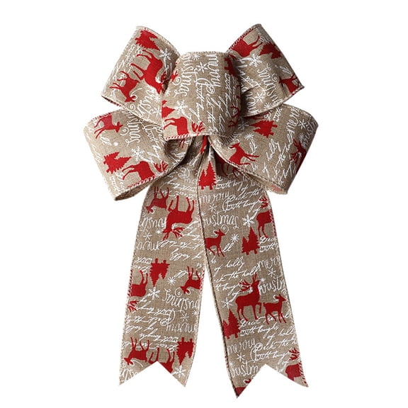 Burlap Bows Decorative Christmas Bows Knot Ornament Bows Large Linen Wreath Bow for Christmas Tree Decorations
