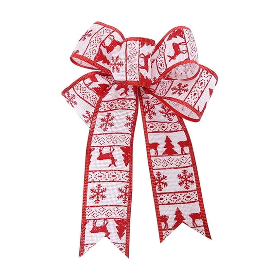 Burlap Bows Knot Handmade Ribbon Bows Natural Rustic Burlap Wreath Decorative Bowknot Ornament for Tree Decorate Festival Holiday Party Supplies(Plain Style,Red)