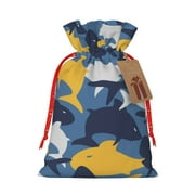 Burlap Bunched Gift Bag, Light And Simple For Everyday Small Items, Suitable For Birthdays, Anniversaries And Parties As A Gift Wrap 4.7in×6.9in Camouflage Army Shark Blue