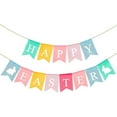 thumbnail image 1 of Burlap Bunting Banner Hanging Decorative Swallow Tail Banner Festival Easter Party Supplies (Colorful, Happy Easter Letter), 1 of 8