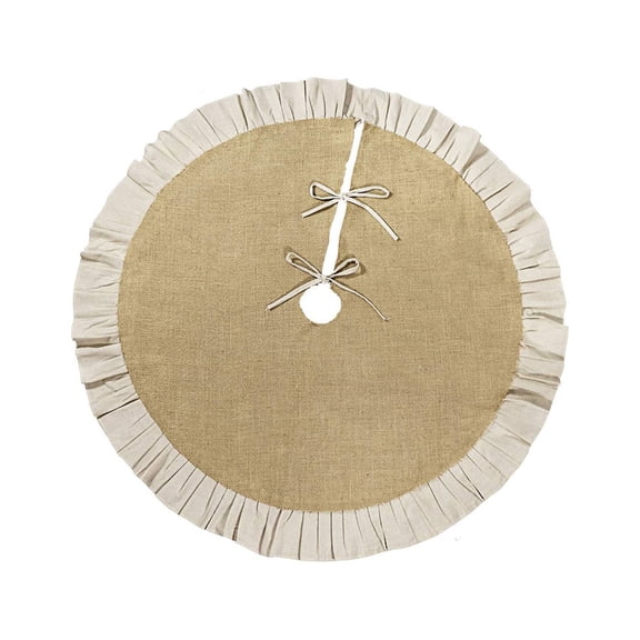 Burlap Christmas Tree Skirt Base Cover for Holiday Decor, Reusable Indoor Party and Family Celebration Foot Mat