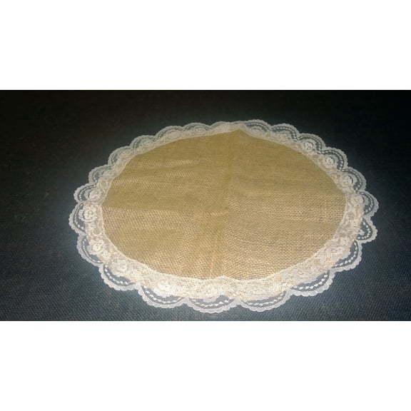 Burlap Circle with Lace Ivory Wedding Table Charger Decor