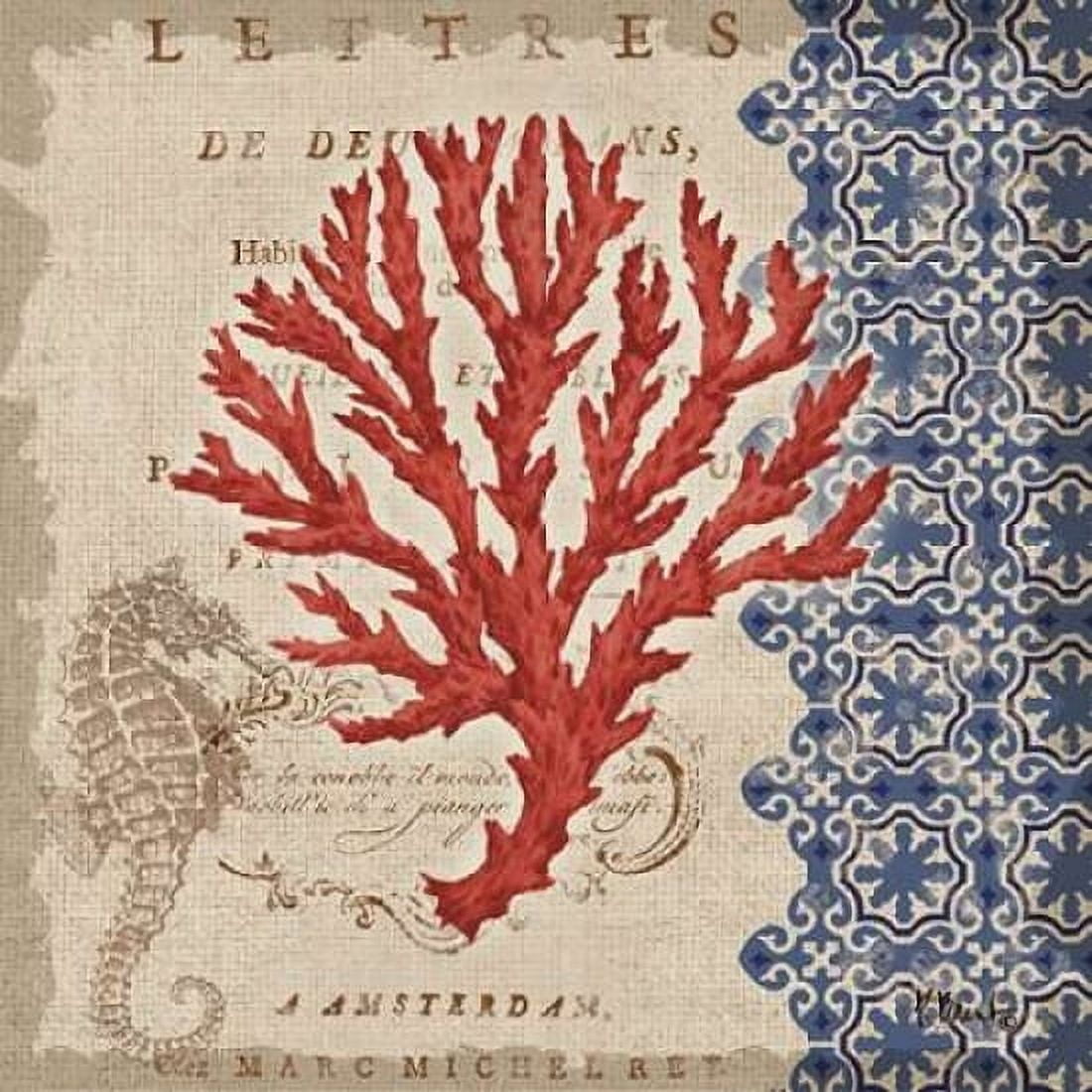 Burlap Coral IV Canvas Art - Paul Brent (24 x 24)