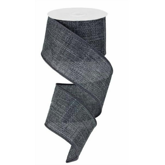 Burlap Cross Royal Wired Ribbon - Solid Grey - 2.5 Inches X 50 Yards