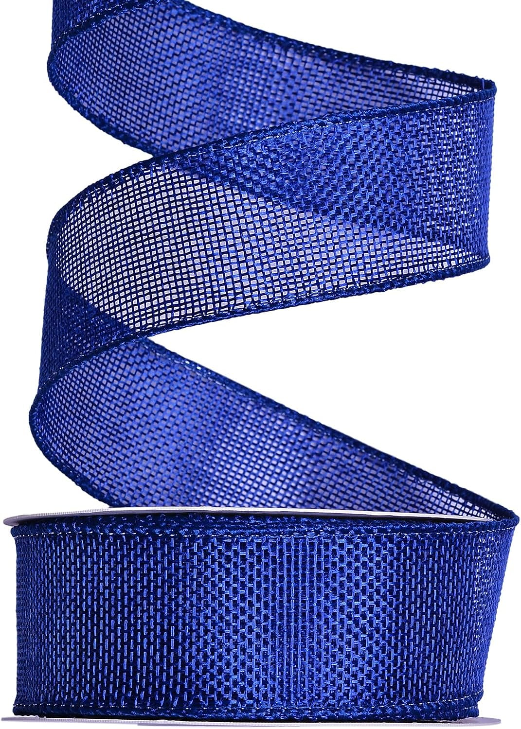Burlap Dark Blue Wired Ribbon, 1 1/2 inch 10 Yard, Jute Ribbon for Decoration Bows Craft Gift Wrapping Wreath Sewing
