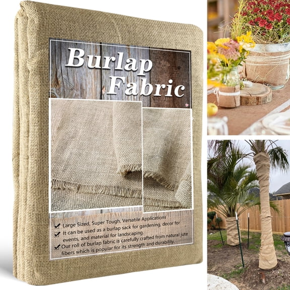 Burlap Fabric Roll, 12" x 30' Burlap Garden Fabric Natural Jute for Decorations, Crafts, Weddings, Table Runner, Landscaping, Plants & Tree Covering